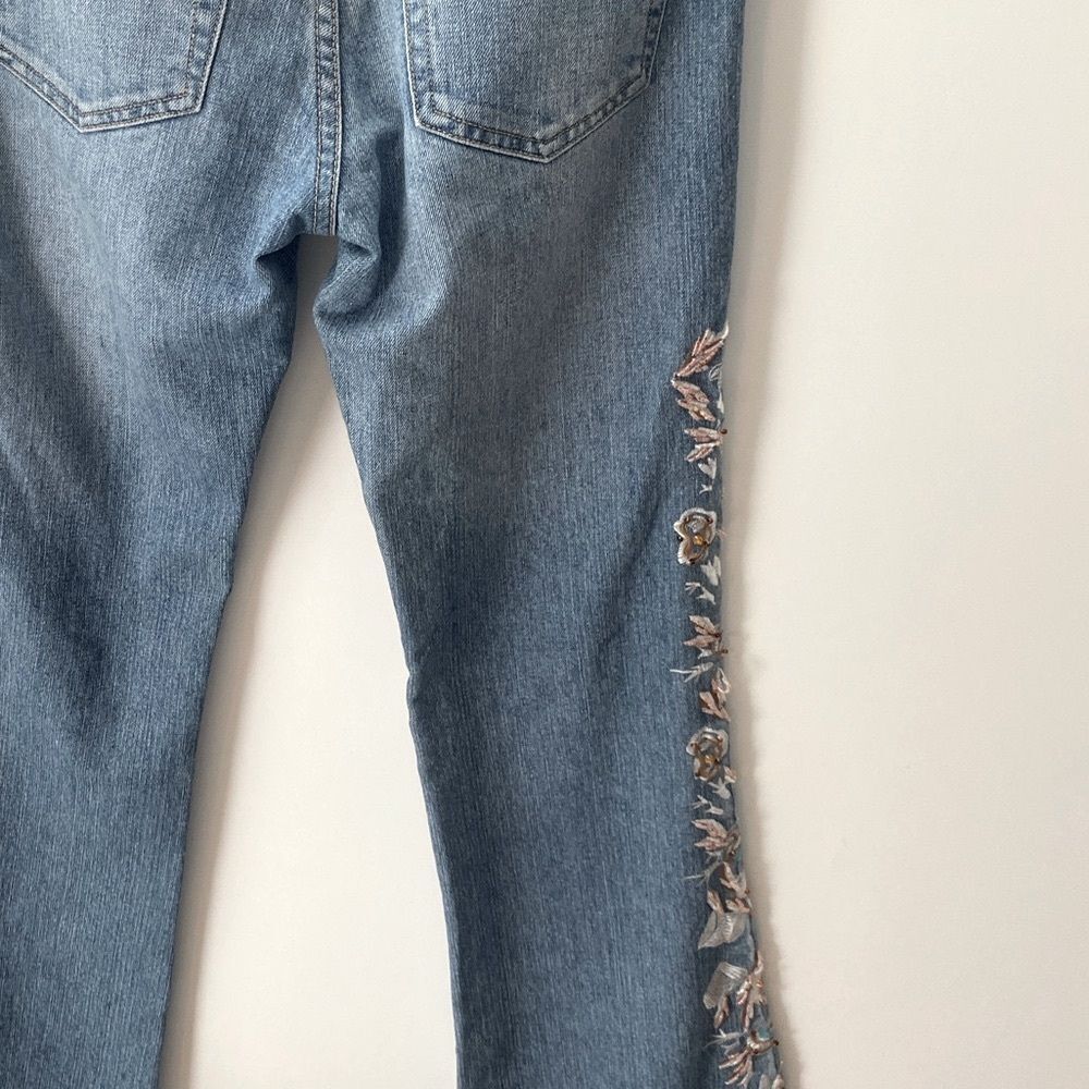 Vintage Y2K Low Rise Flare Jeans Embellished Beaded Embroidered Fairy Boho 27 - Picture 10 of 16